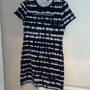 Calvin Klein blue and white tie-dye dress size small perfect condition